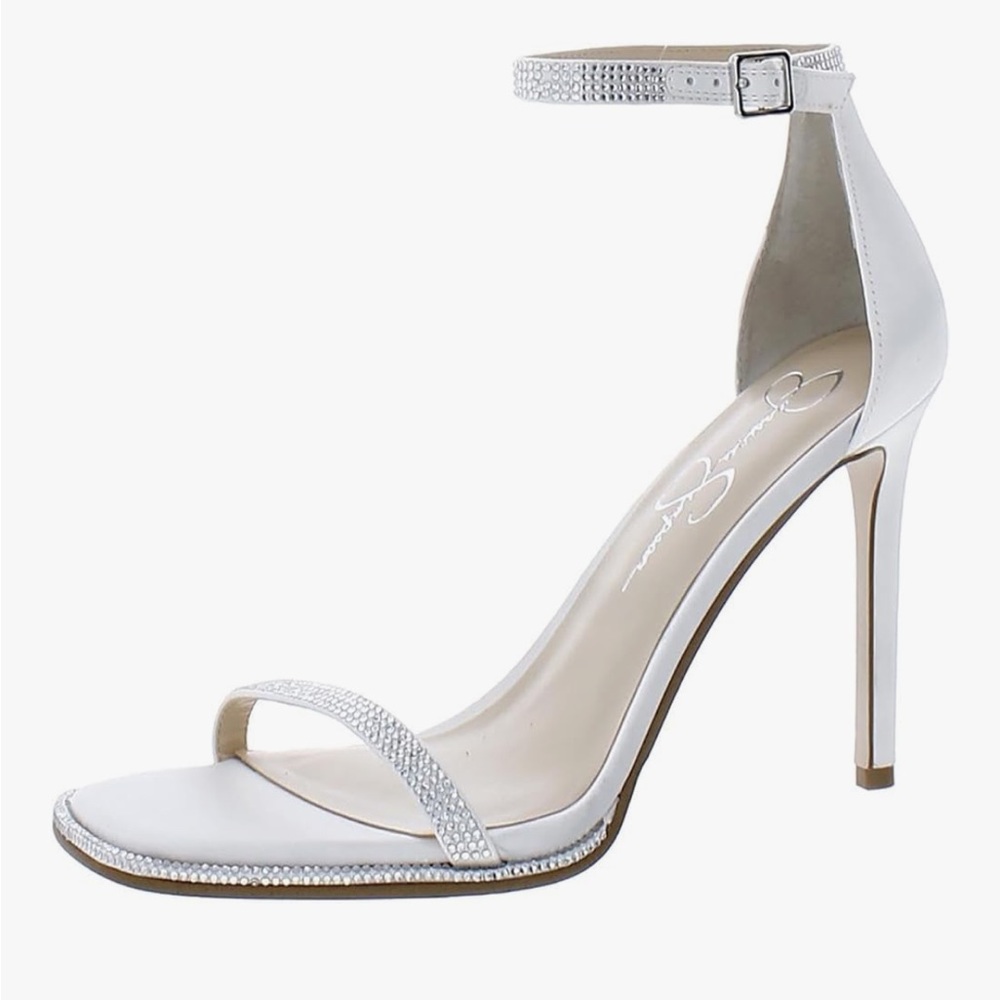 White Rhinestone Wedding Heels sz10